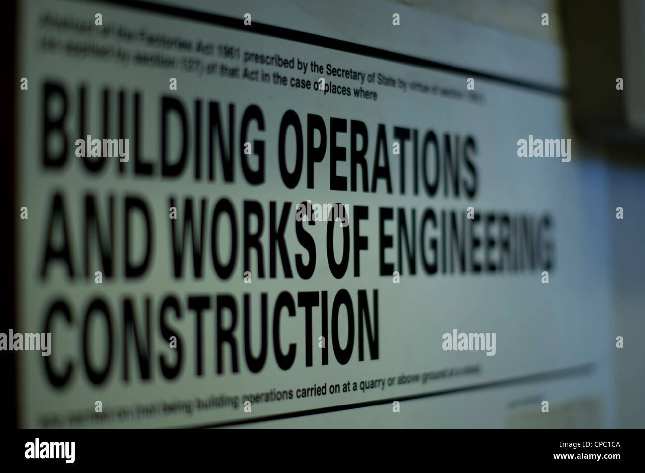 Baumaßnahmen und Werke von engineering-Bauschild Stockfoto