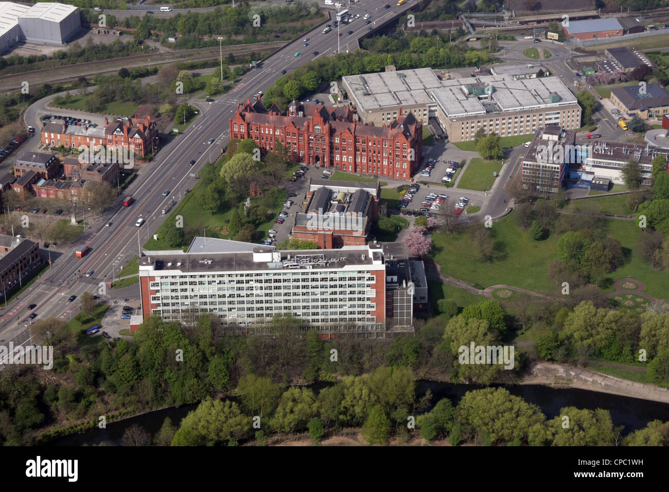 Luftaufnahme der Salford University Stockfoto