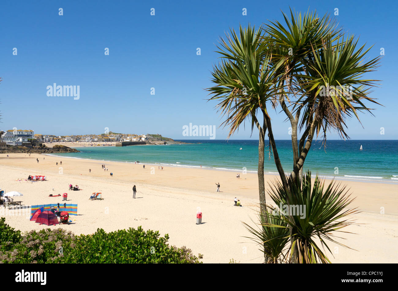 St. Ives Porthminster Beach an einem sonnigen Tag in Cornwall UK. Stockfoto