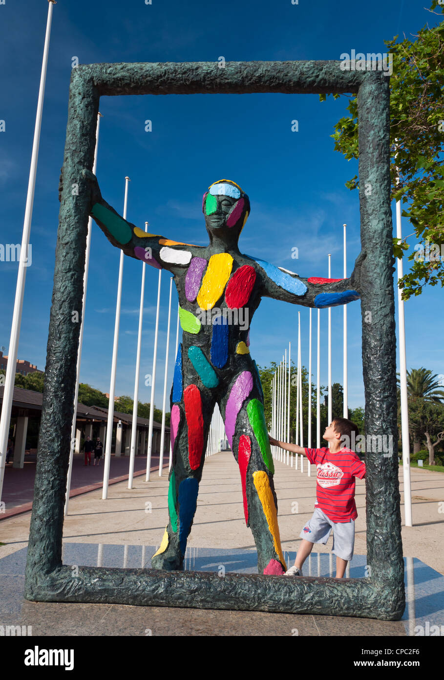 "Marc" von R. Limos, am Eingang zum park del Port Olimpic, Barcelona, Katalonien, Spanien Stockfoto