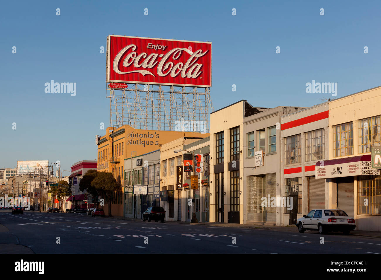 Eine Antike Coca Cola Schild auf Gebäude - USA Stockfoto