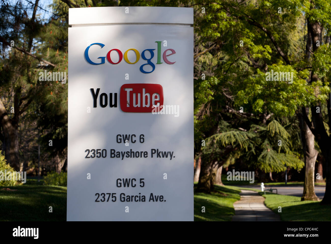 Google YouTube Hauptsitz Zeichen - Mountain View, Kalifornien, USA Stockfoto