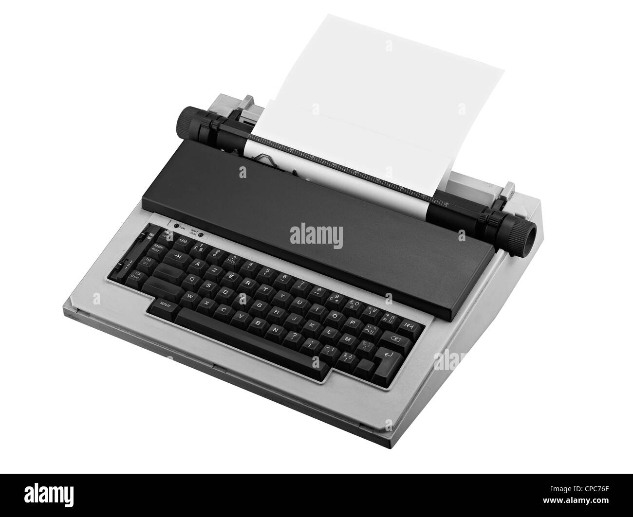 Vintage Schreibmaschine isoliert, Clipping-Pfad Stockfoto