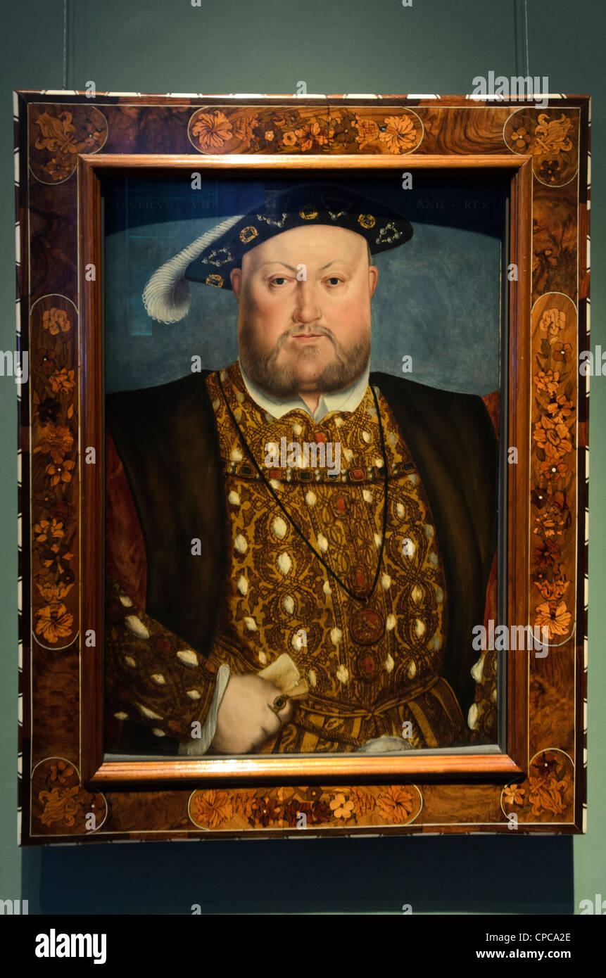 Porträt von König Henry VIII 1491-1547 durch ein Anhänger von Hans Holbein dem jüngeren 1497-1543-Queen es House, Greenwich - London, England Stockfoto