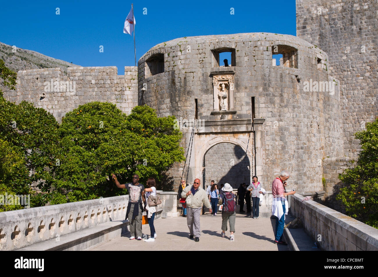 Pile Tor außerhalb Grad Stadt Dubrovnik Altstadt Dalmatien Kroatien Europa Stockfoto