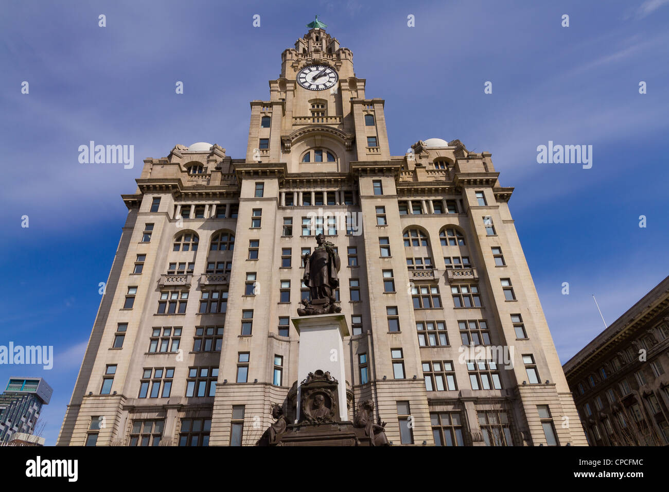 Royal Liver Building, ein Klasse I aufgeführten Gebäude in Liverpool Stockfoto