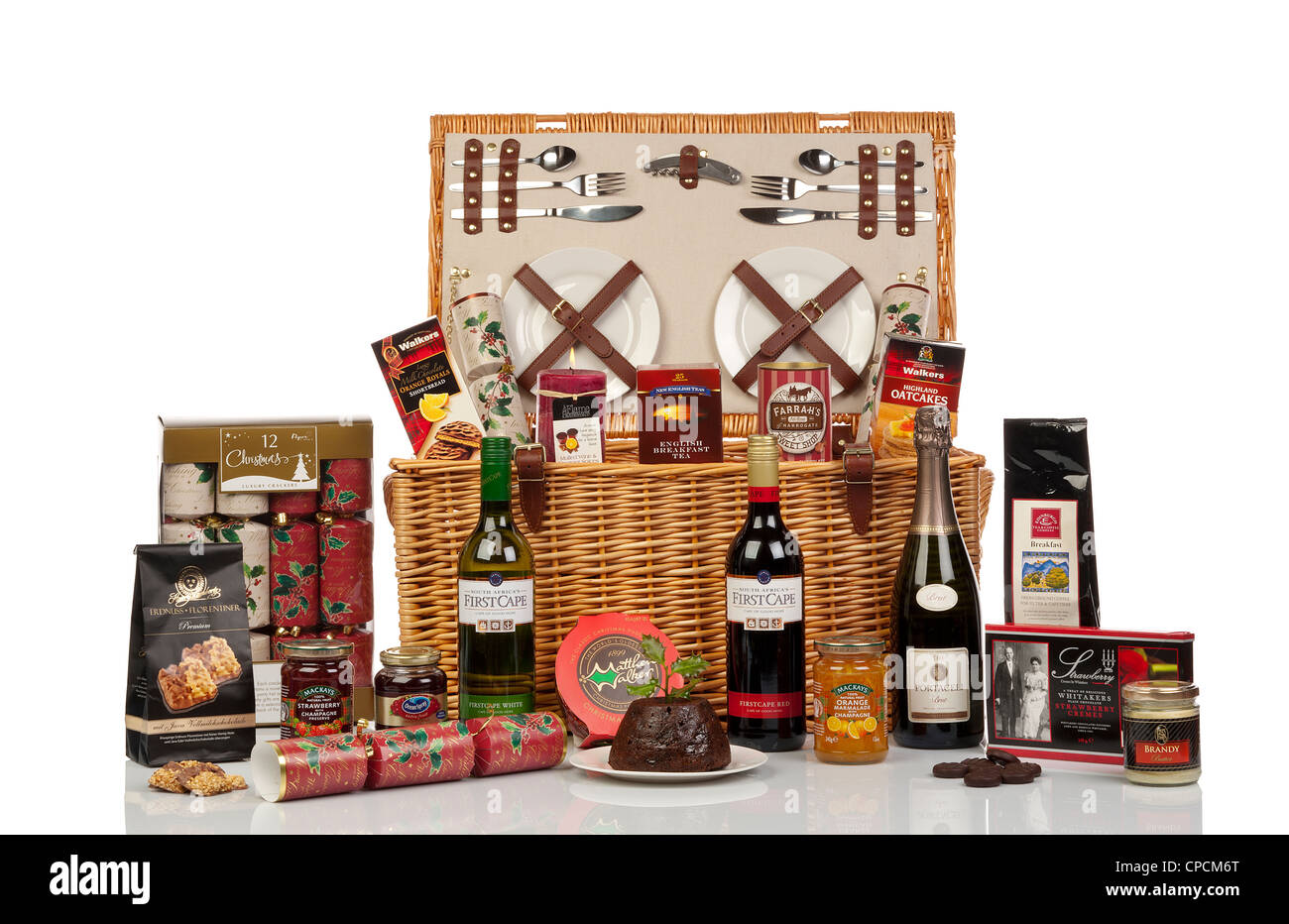 Weihnachten Geschenkkorb Stockfoto