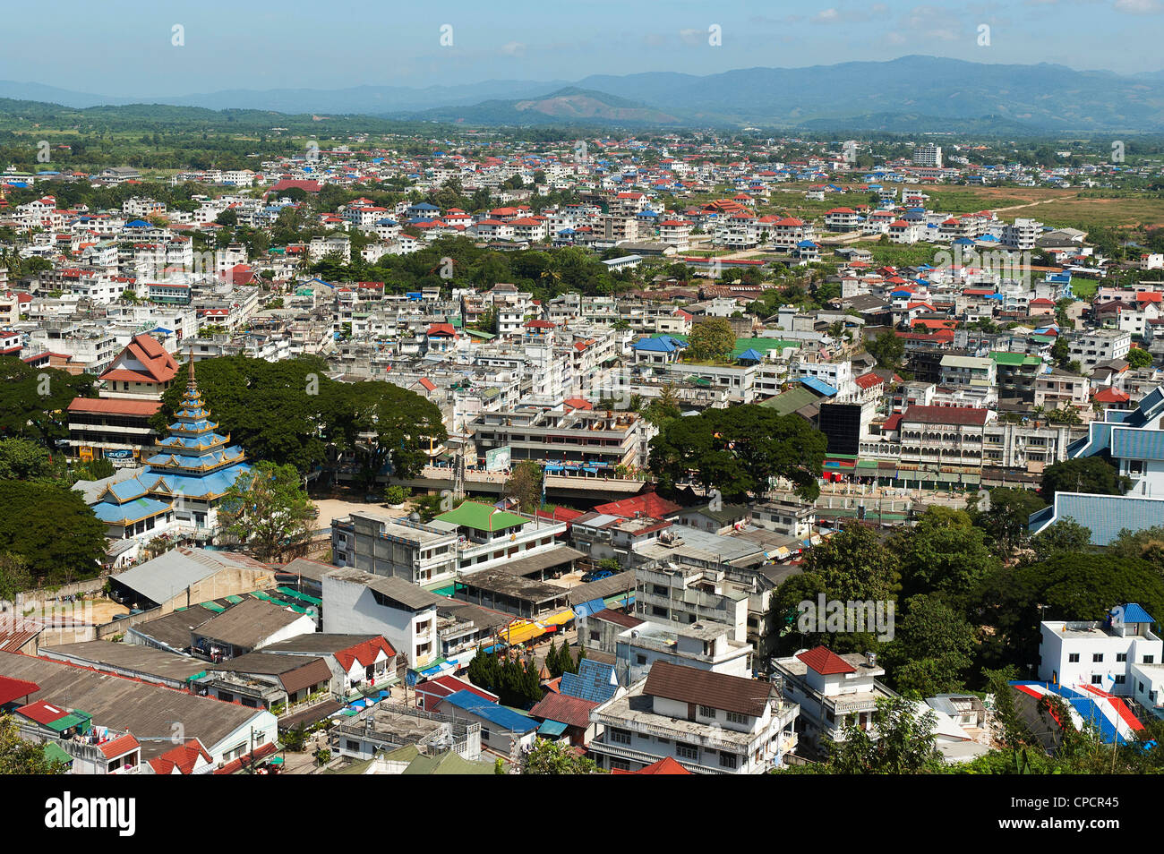 Elk208-5121 Thailand, Mae Sai, Stadt von oben Stockfoto