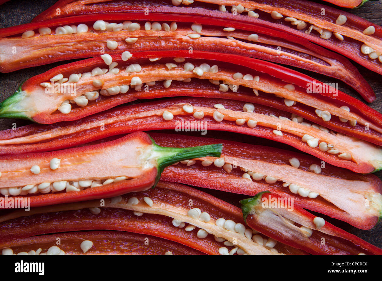 Heiße rote Chilischoten-Close-Up, Capsicus Stockfoto