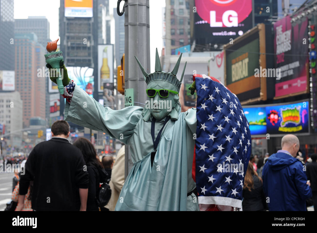 Straßenkünstler verkleidet als The Statue of Liberty, New York Stockfoto