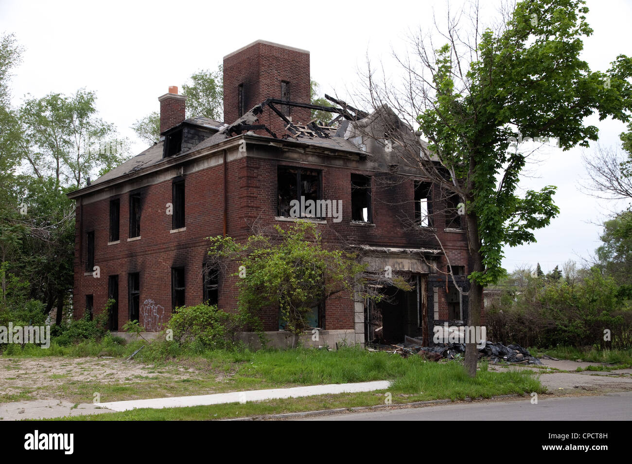 Verlassene und ausgebrannten Feuerwache, Motor 48, Feuerwehr Detroit, Detroit, Michigan/USA Stockfoto