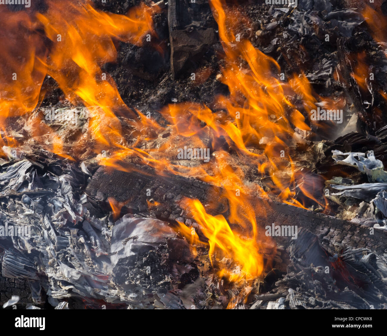 Meldet sich ein Lagerfeuer brennen Stockfoto