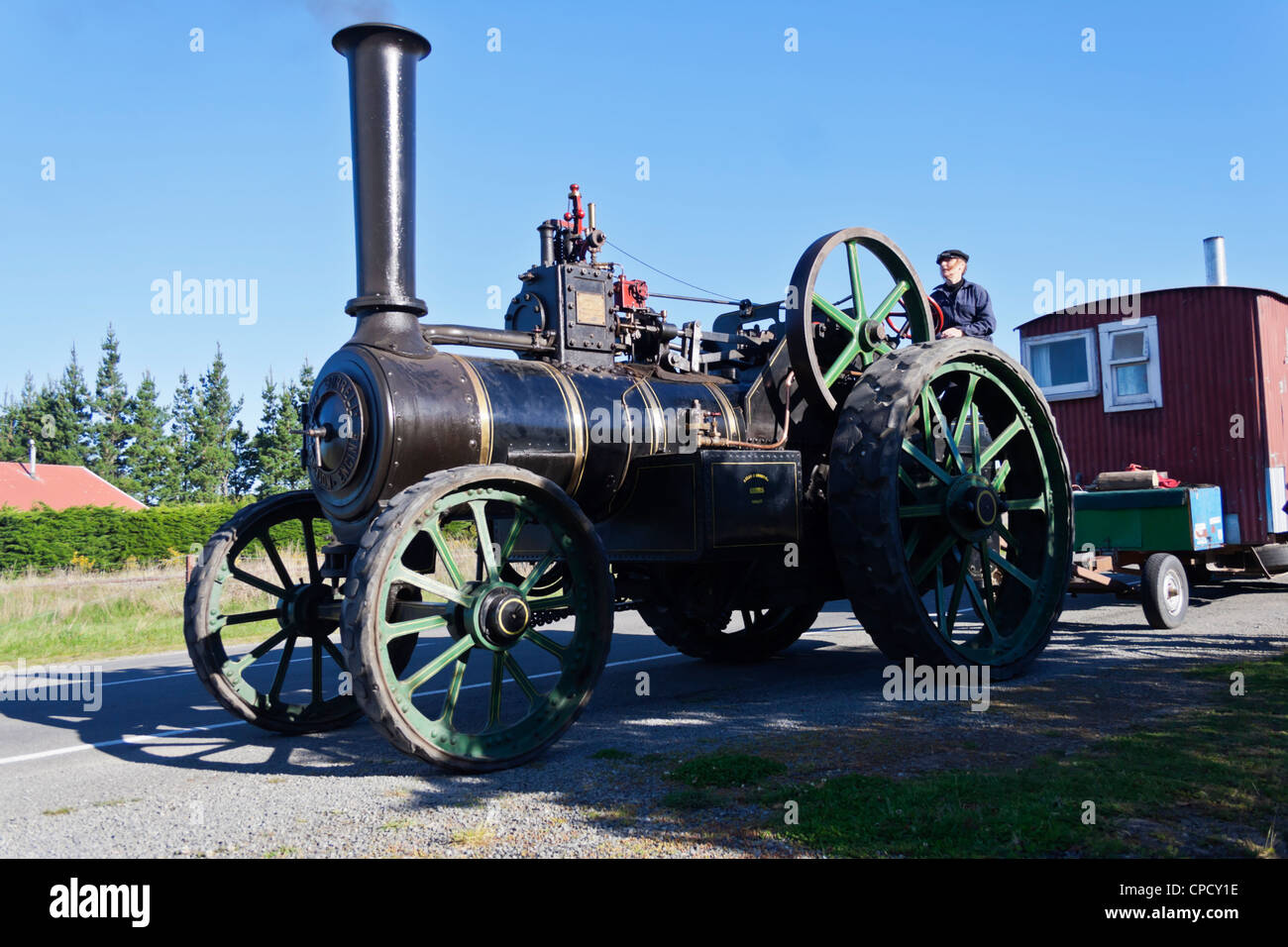 Burrell Dampftraktor in Neuseeland Stockfoto