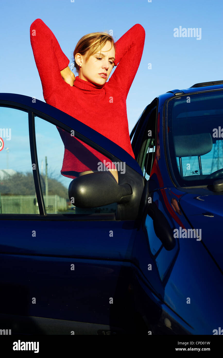 Frau, dehnen Stockfoto