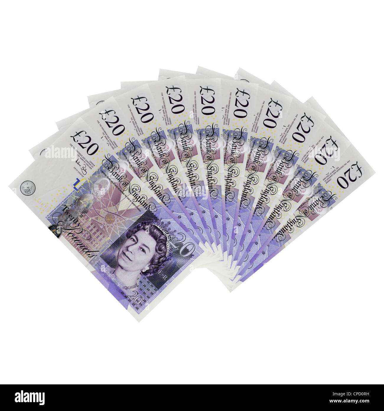 Fan von £20 Notizen Stockfoto