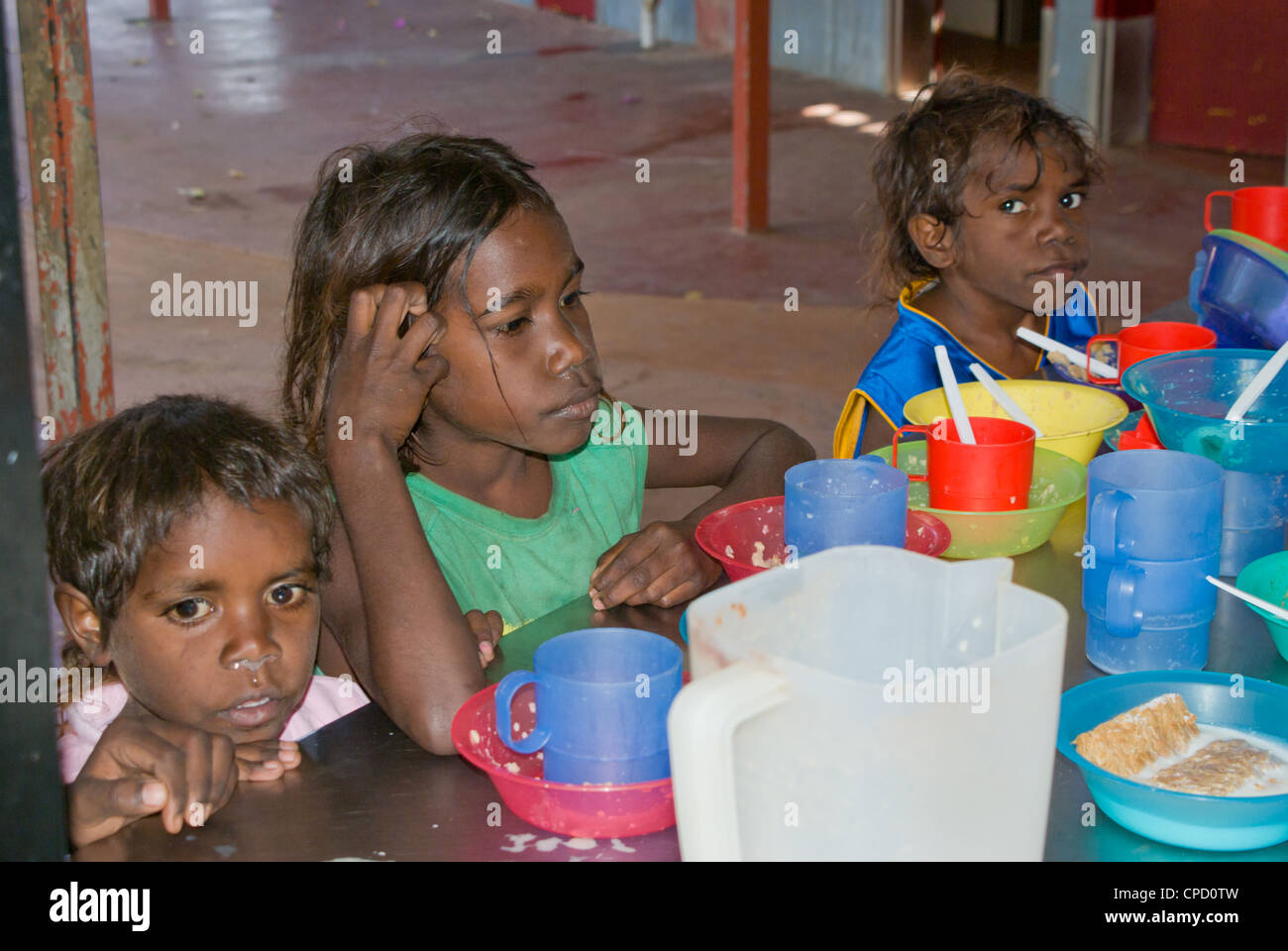 Australische Aborigine-Kinder in der Schule Stockfoto