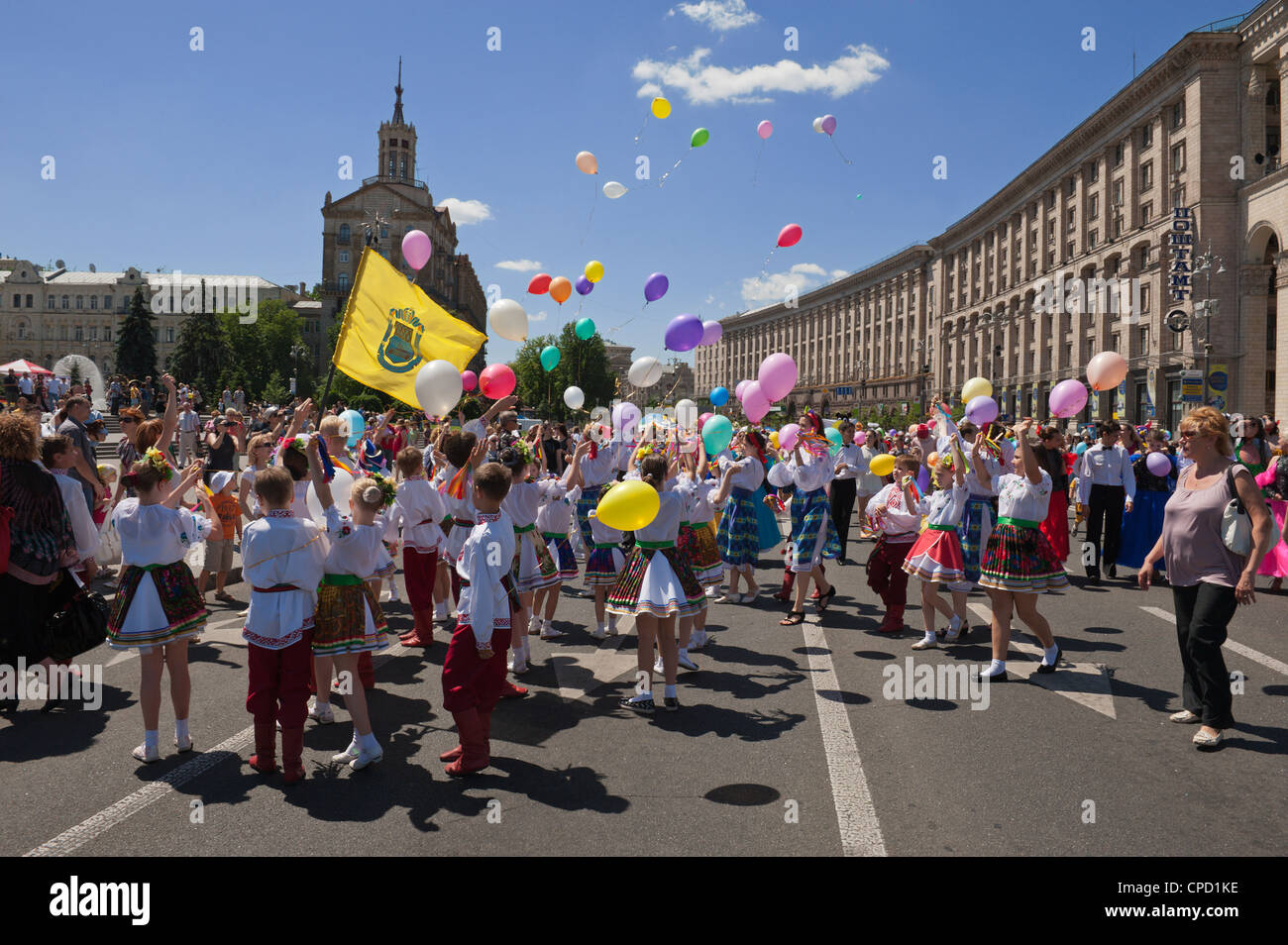 Ukrainische Kinder-Day-Parade in Khreschatyk Street, Kiew, Ukraine, Europa Stockfoto