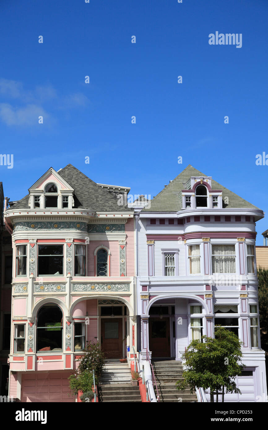 Viktorianische Architektur, Painted Ladies, Alamo Square, San Francisco, California, Vereinigte Staaten von Amerika, Nordamerika Stockfoto