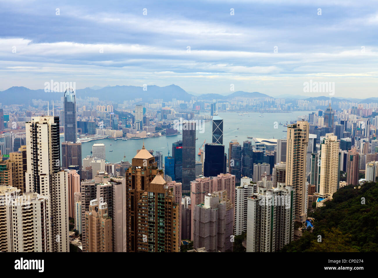 Hong Kong Stadtbild betrachtet vom Victoria Peak, Hong Kong, China, Asien Stockfoto