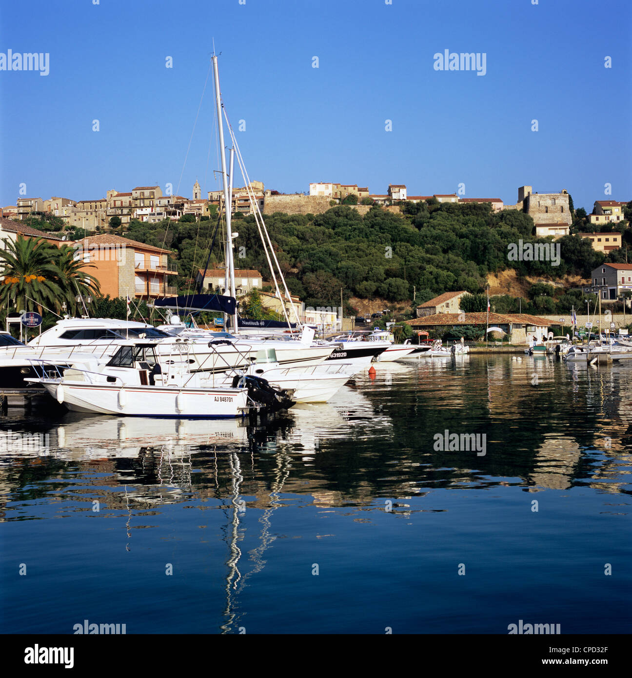 Blick über Hafen, die Altstadt, Porto-Vecchio, Korsika, Frankreich, Mittelmeer, Europa Stockfoto