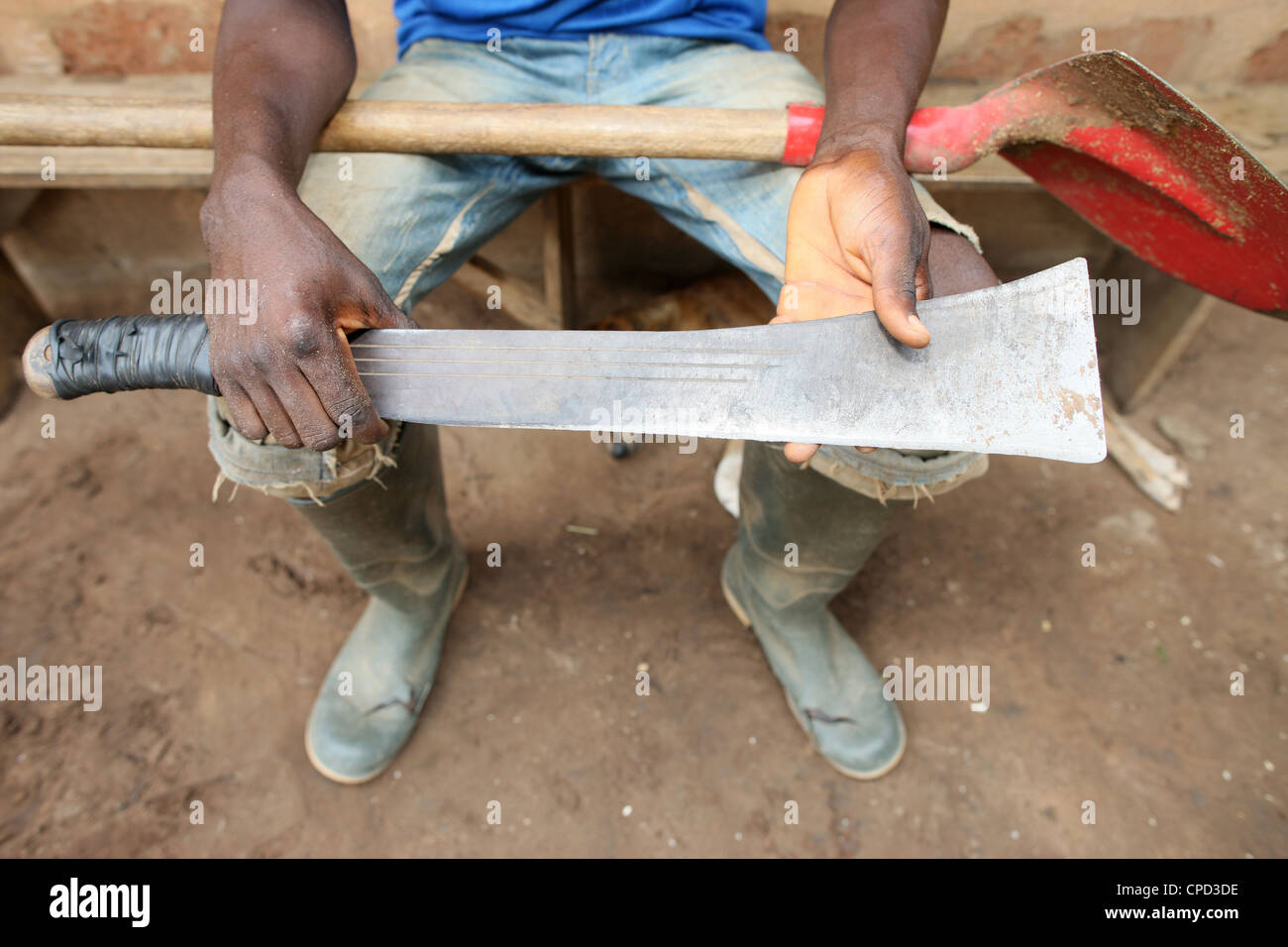 Farmer es Messer, Tori, Benin, Westafrika, Afrika Stockfoto