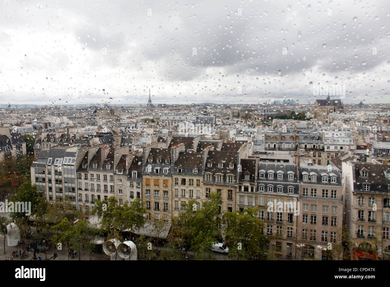 Blick vom Centre Pompidou an einem regnerischen Tag, Paris, Frankreich, Europa Stockfoto