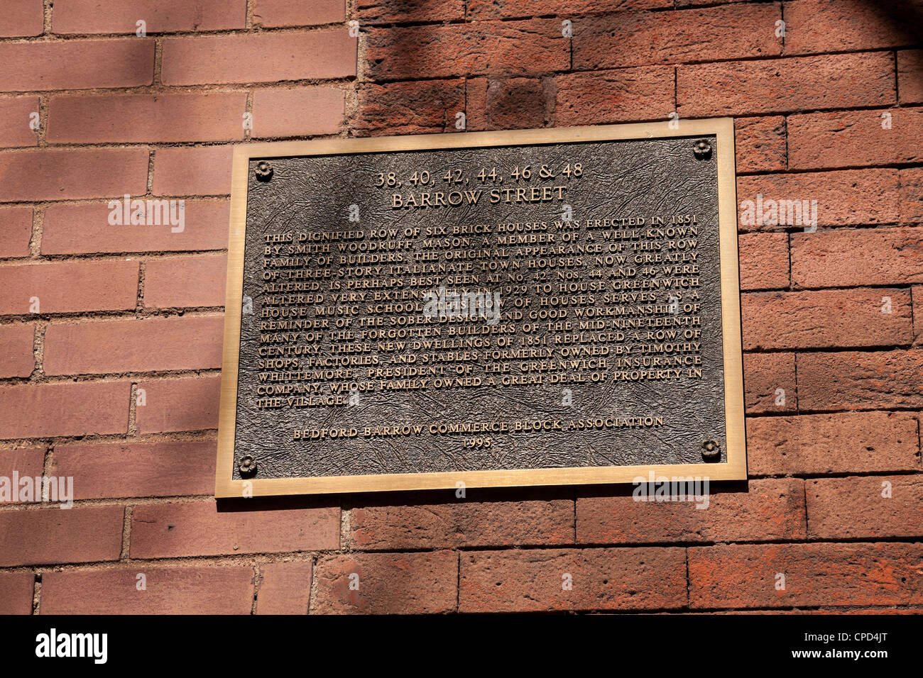 Barrow Street Plaque, West Greenwich Village, NYC Stockfoto