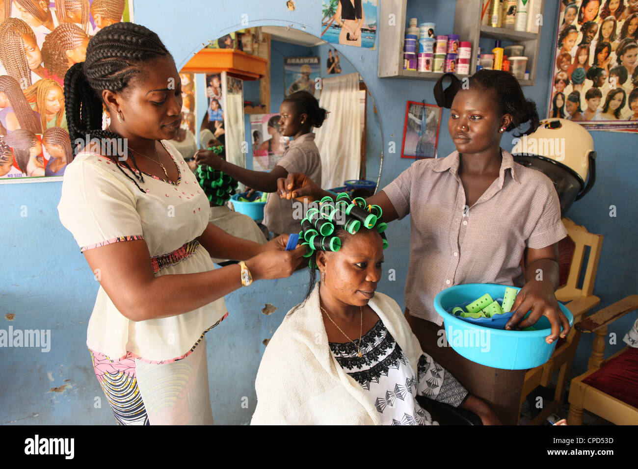 Friseur Werkstatt, Lome, Togo, West Afrika, Afrika Stockfoto