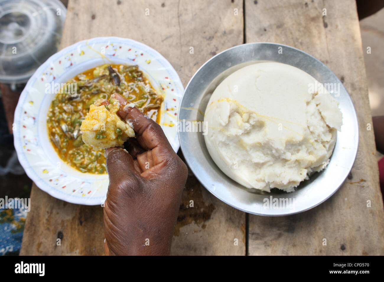 Afrikanische Mahlzeit, Lome, Togo, West Afrika, Afrika Stockfoto