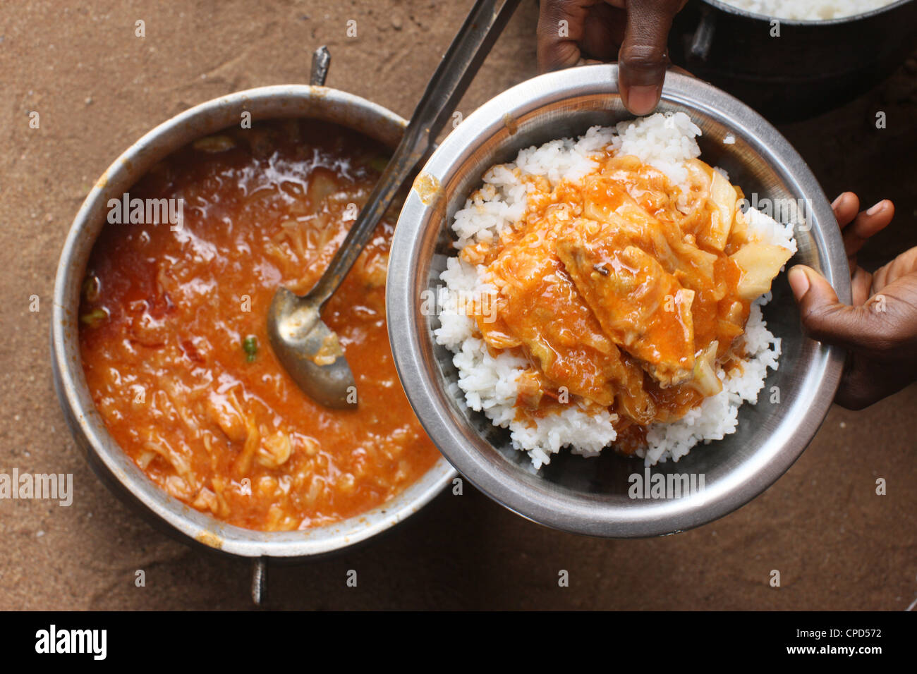 Afrikanische Mahlzeit, Lome, Togo, West Afrika, Afrika Stockfoto