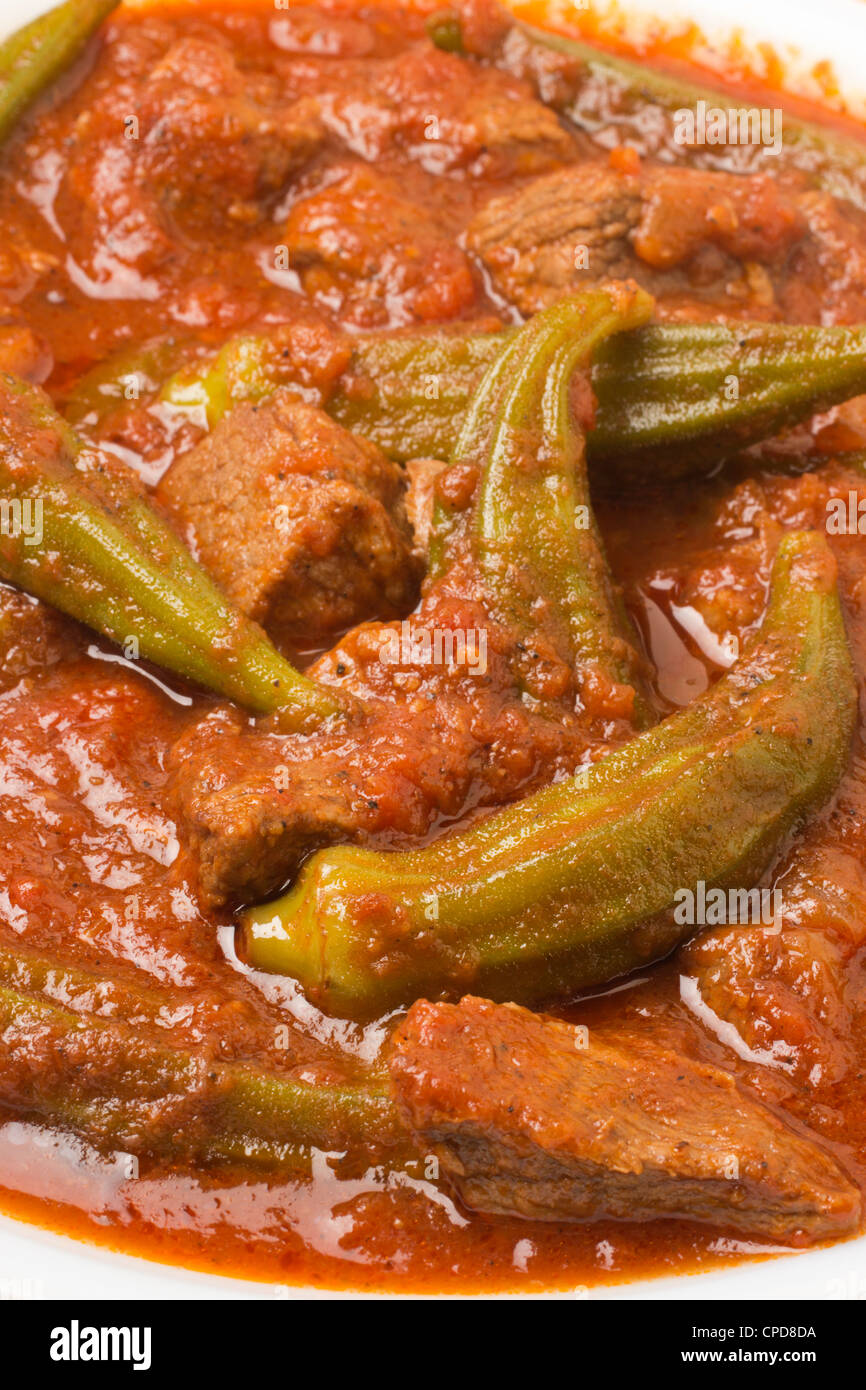 Bamya, ägyptische Lamm und Okra-Eintopf Stockfoto