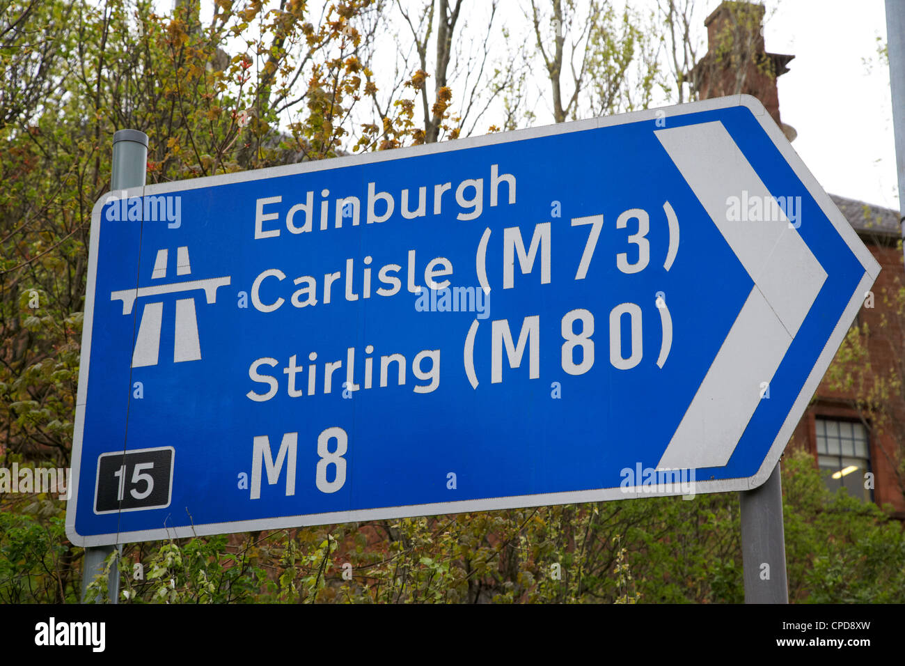 M8 Autobahn Zeichen in Glasgow Schottland, Vereinigtes Königreich Stockfoto