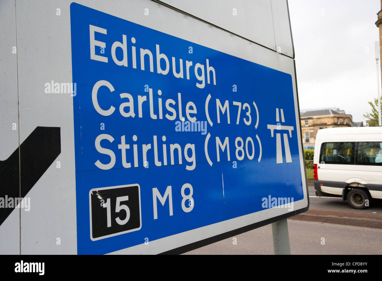 M8 Autobahn Zeichen in Glasgow Schottland, Vereinigtes Königreich Stockfoto