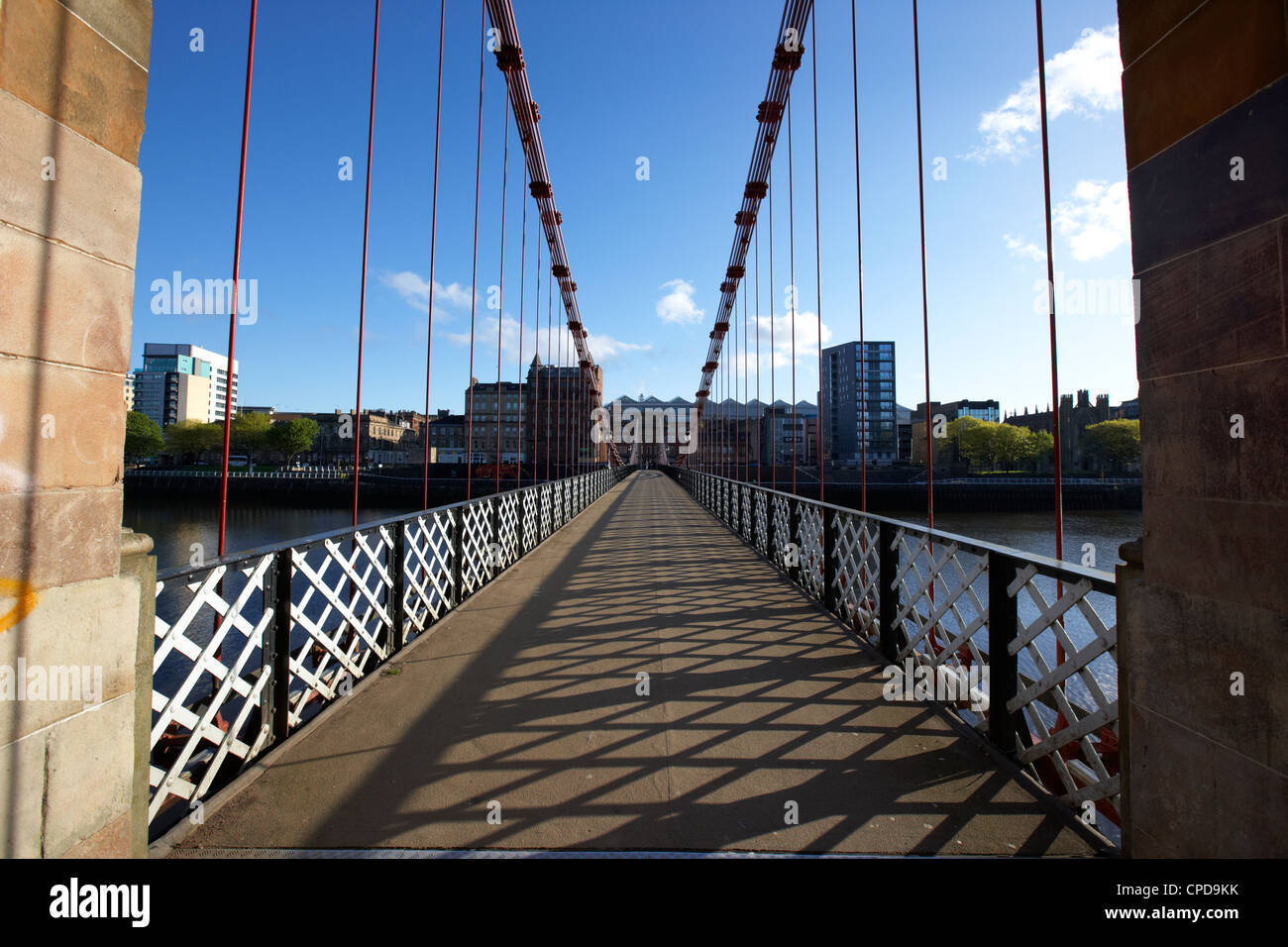 South Portland Street Hängebrücke über den Fluss Clyde-Glasgow-Schottland-Großbritannien Stockfoto