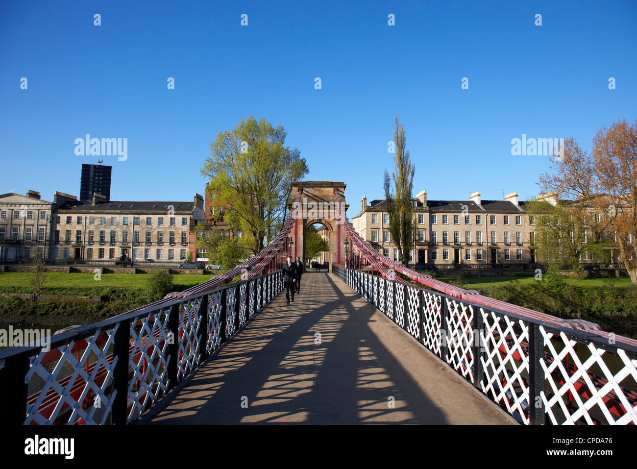 South Portland Street Hängebrücke über den Fluss Clyde-Glasgow-Schottland-Großbritannien Stockfoto