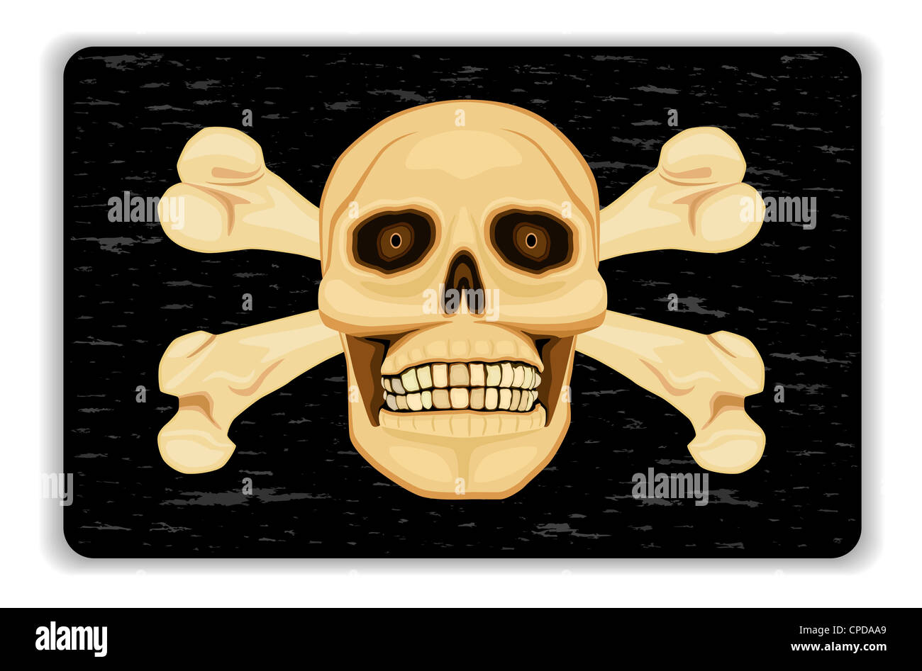 Warnzeichen - Gefahr des Todes. Mit menschlichen Schädel und gekreuzten Knochen über schwarze Symbol. Stockfoto