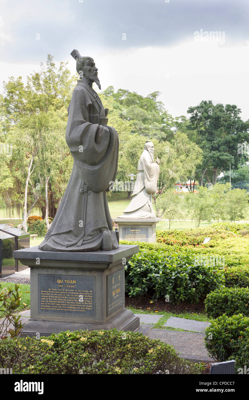 Statue von Qu Yuan, chinesischer Garten, Singapur Stockfoto