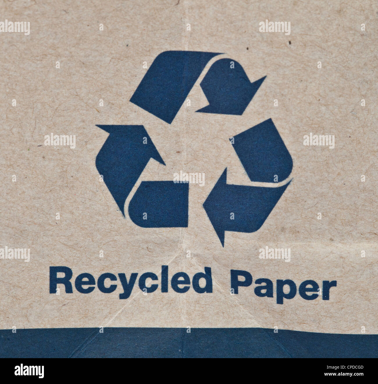 Zeichen auf Grunge Papierstruktur Recycling-Papier. Stockfoto