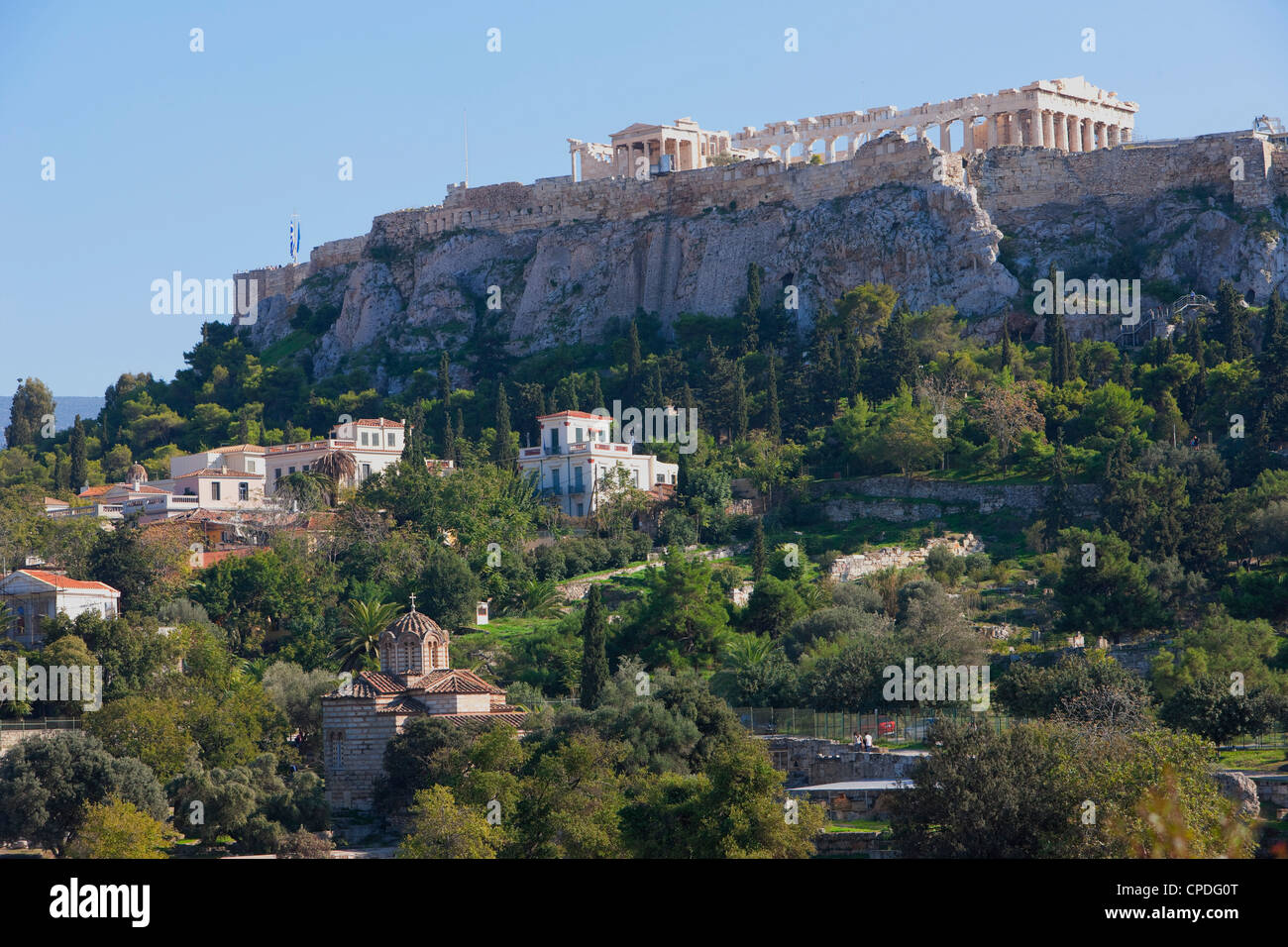 Die Akropolis von antike Agora, UNESCO-Weltkulturerbe, Athen, Griechenland, Europa Stockfoto
