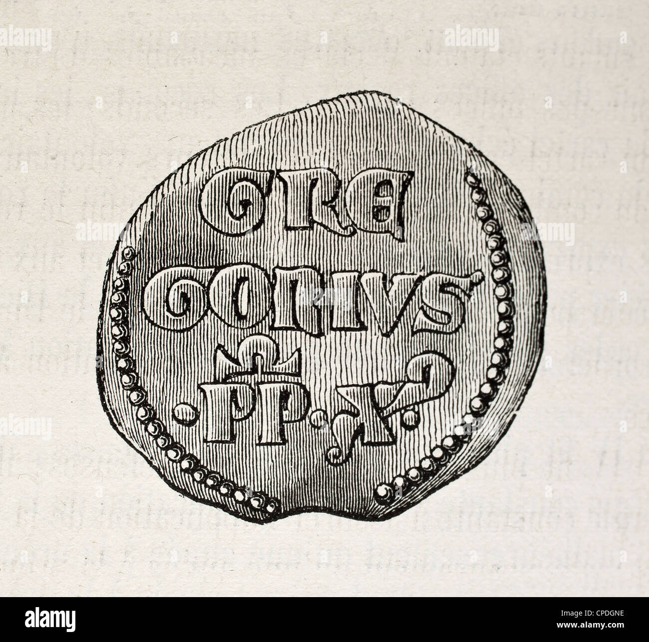 Papst Gregory X Dichtung antiken graphischen Wiedergabe Stockfoto