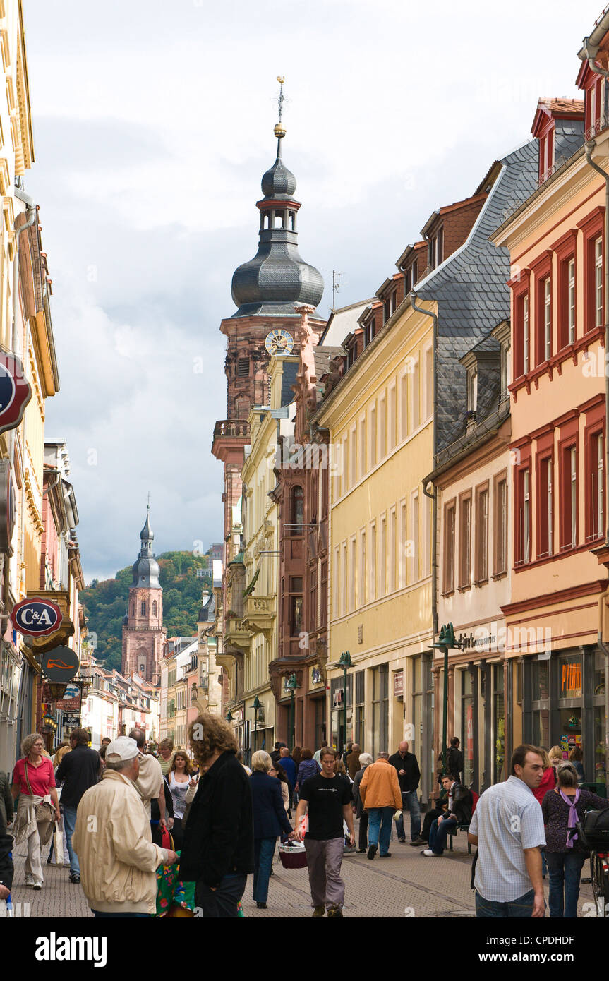 Die Hauptstrasse, Altstadt, Heidelberg, Baden-Württemberg, Deutschland Stockfoto