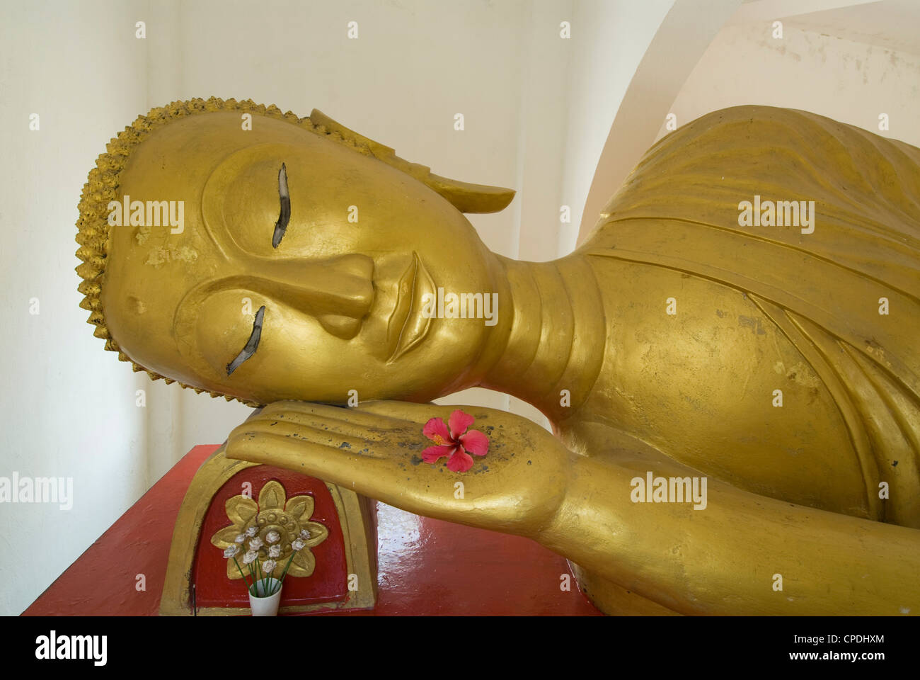 Liegender Buddha, Bat Wat Para Tai, Luang Prabang, Laos, Indochina, Südostasien, Asien Stockfoto
