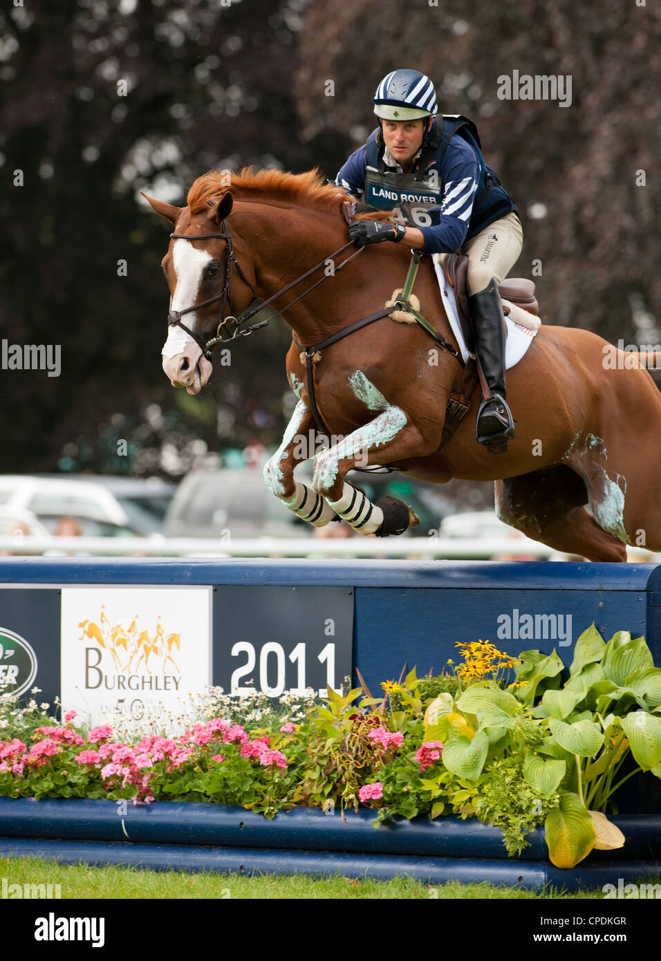 Boyd Martin und Neville Bardos - Cross Country Tag bei Land Rover Burghley Horse Trials 2011. 09.01.2011. Stamford England Stockfoto