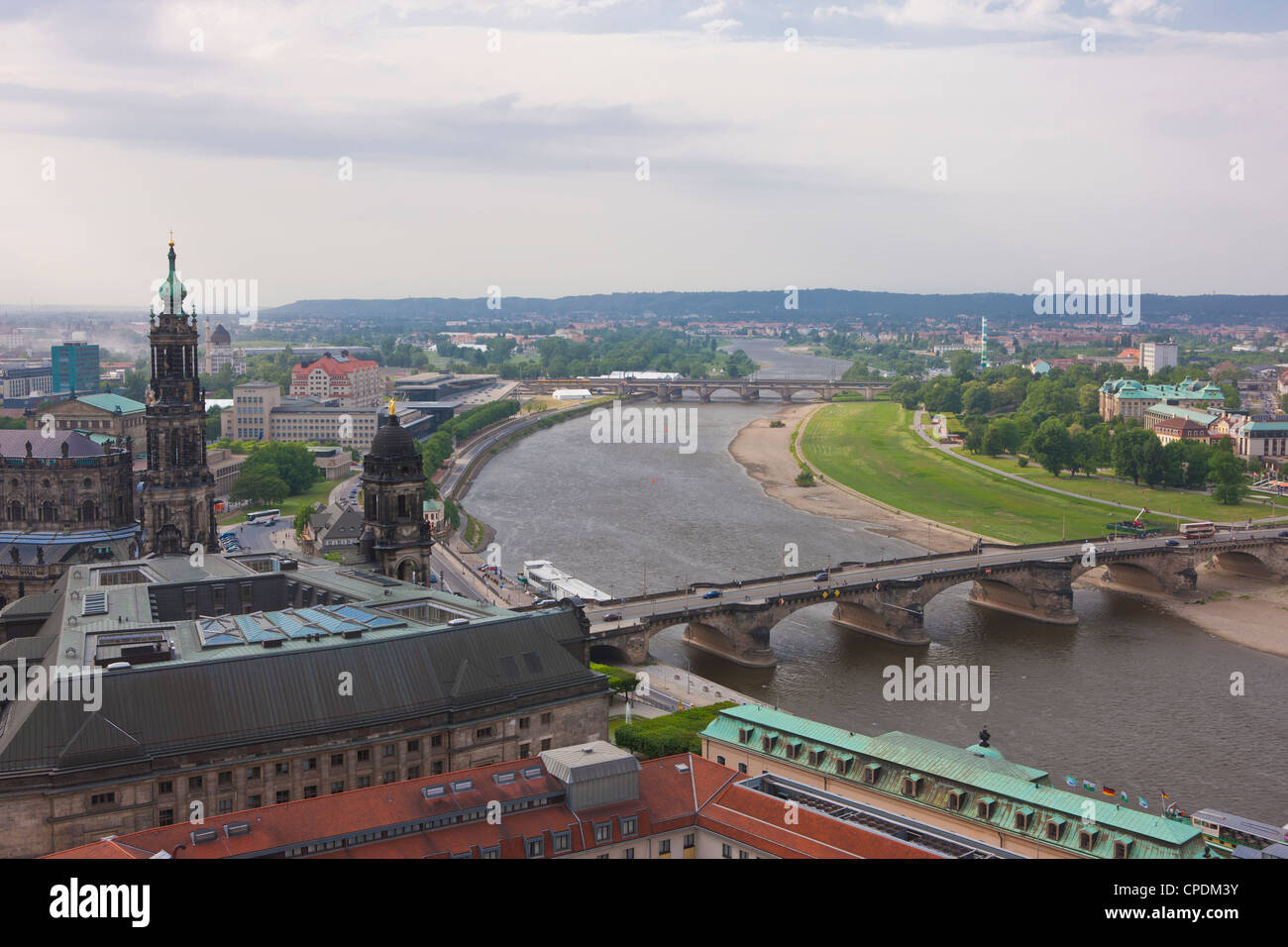 Blick über Dresden und die Elbe, Sachsen, Deutschland, Europa Stockfoto