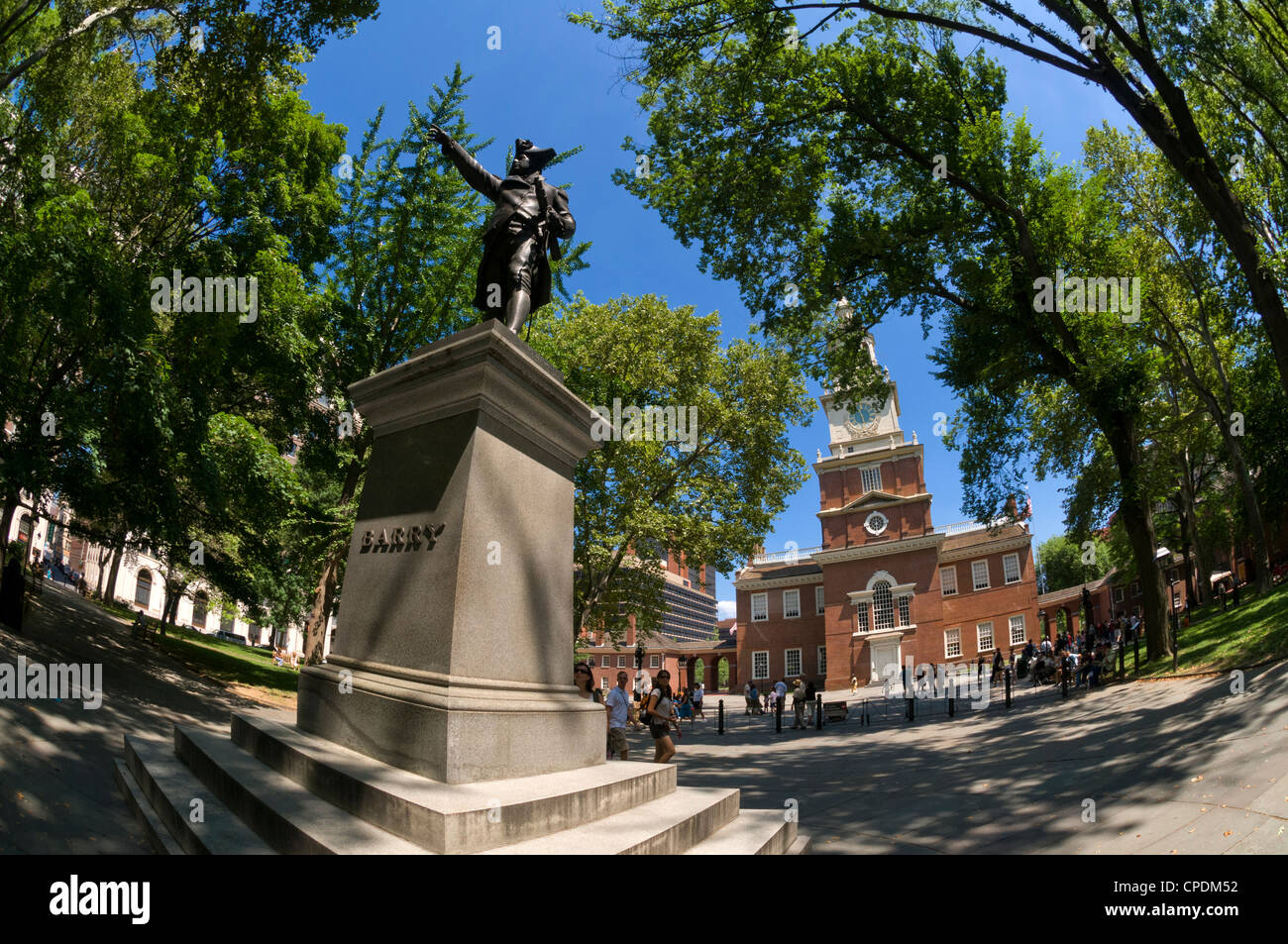 Statue von John Barry, außen Independence Hall, Philadelphia, Pennsylvania, USA Stockfoto