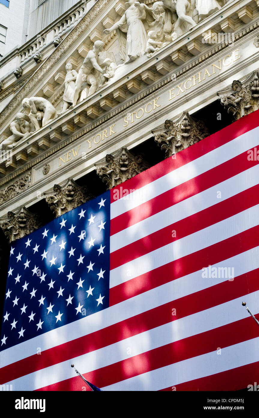New York Stock Exchange Gebäude, Wall Street, USA Stockfoto