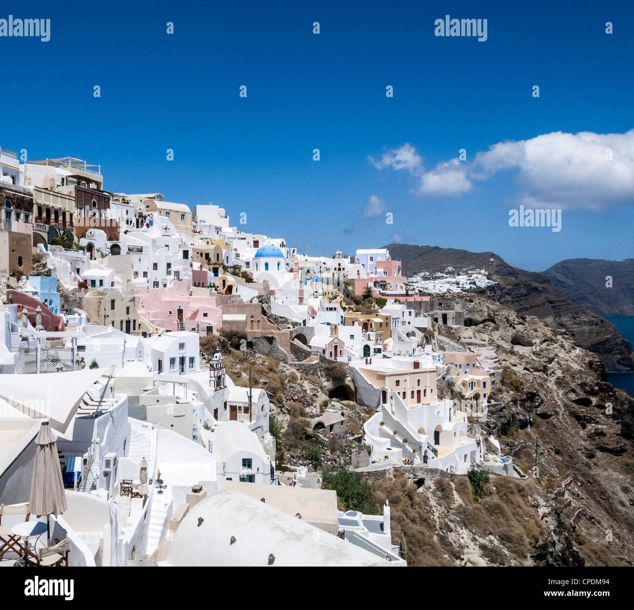 Oia Dorf auf der griechischen Insel Santorini, Griechenland Stockfoto