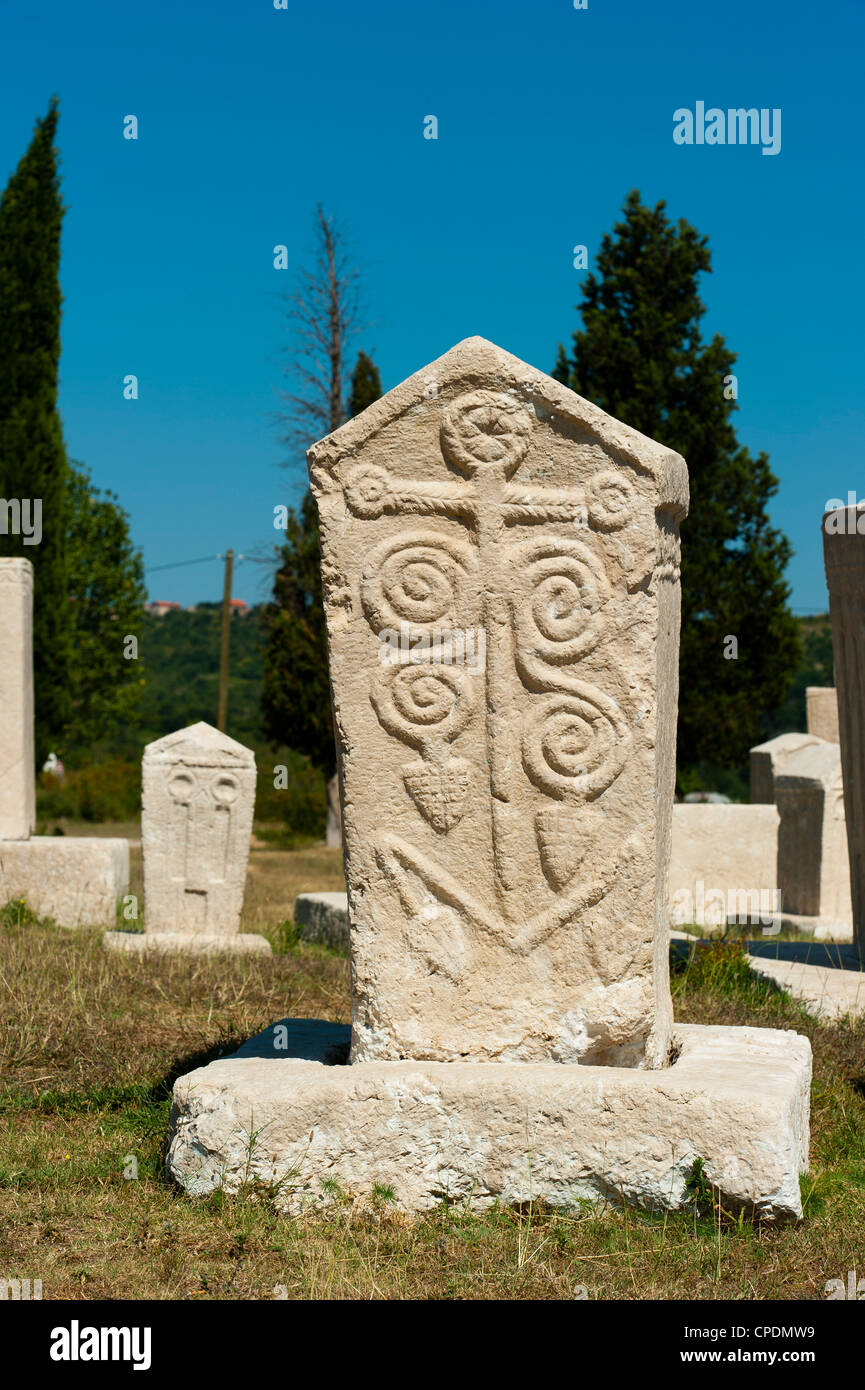 Stecak Nekropole von Radimlja, befindet sich in der Nähe von Stolac, Bosnien-Herzegowina, Europa Stockfoto