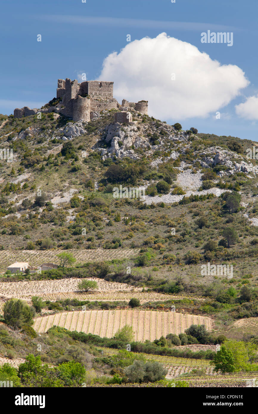 Die Katharer-Burg Aguilar in Languedoc-Roussillon, Frankreich, Europa Stockfoto