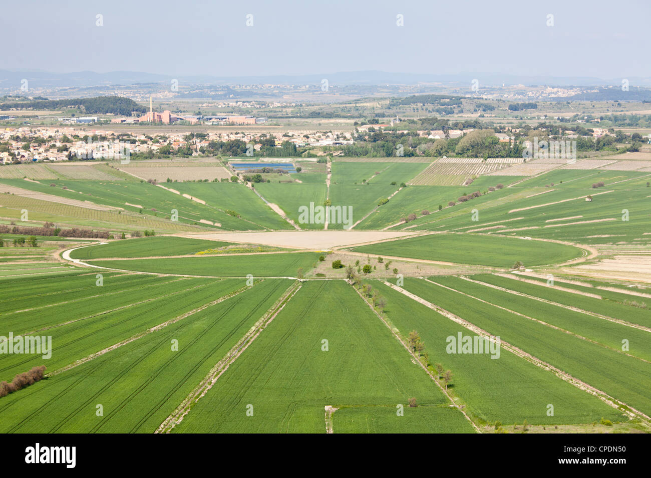 Blick vom Oppidum d'Enserune des Etang de Montady in der Nähe von Beziers, Languedoc-Roussillon, Frankreich, Europa Stockfoto